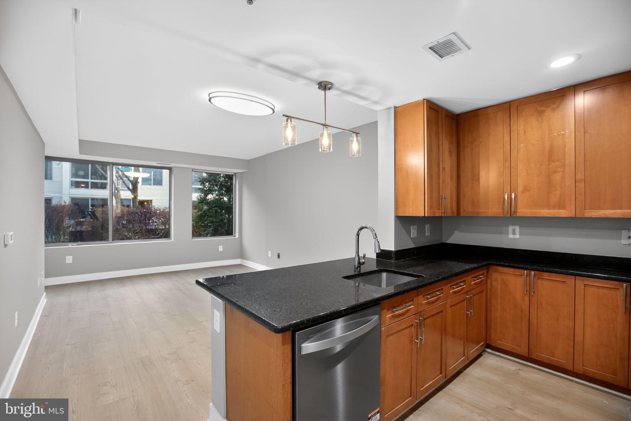 4101 Albemarle Street Northwest, Unit 317 Washington, DC 20016 - Photo 22 of 32 a kitchen with granite countertop a sink and cabinets
