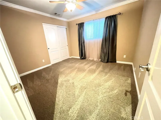 a view of a big room with closet and windows