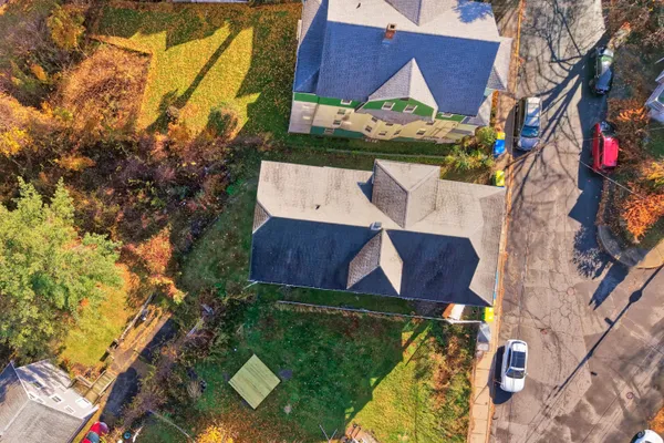 an aerial view of a house