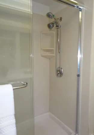 a bathroom with a shower