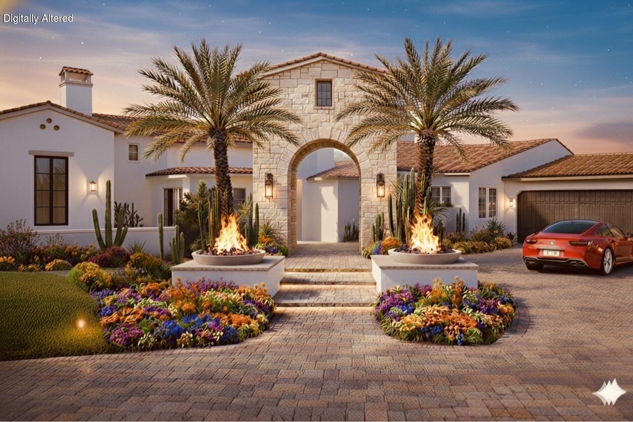 a view of front door of house with outdoor seating