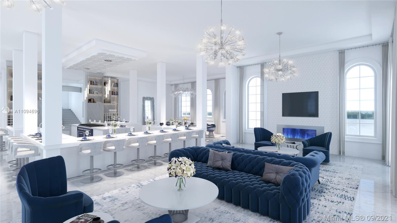 5465 Pine Tree Drive Miami Beach, FL 33140 - Photo 8 of 18 a living room with furniture chandelier and a flat screen tv