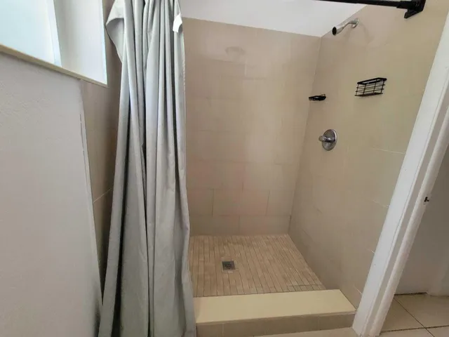 a bathroom with a shower