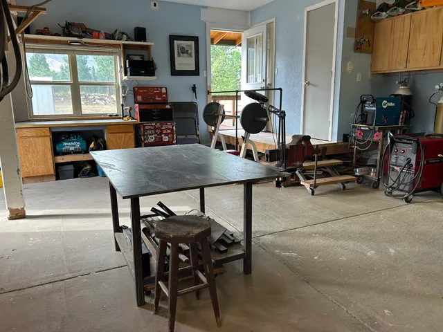 a view of a balcony with wooden floor