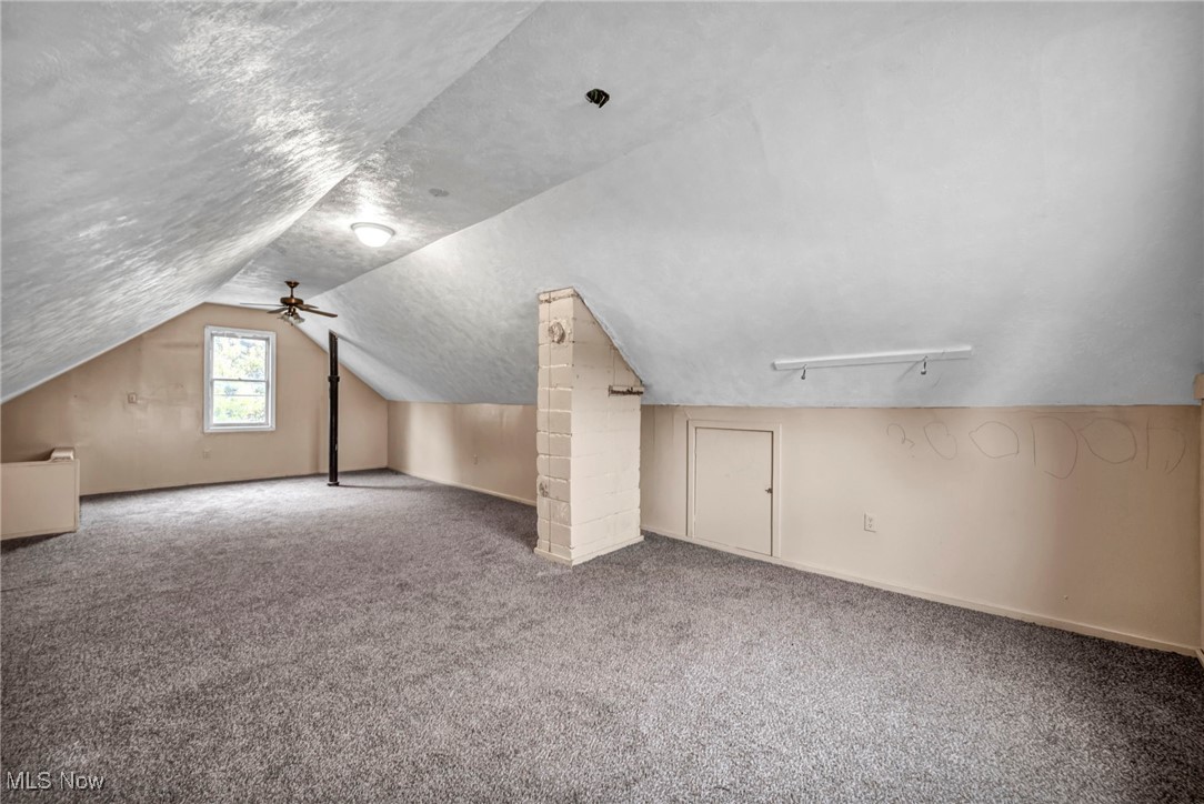 949 Rudyard Road Cleveland, OH 44110 - Photo 30 of 42 Bonus room featuring lofted ceiling, carpet, and a textured ceiling