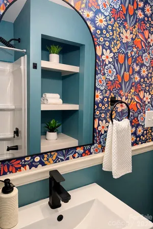 a room with water heater and stove