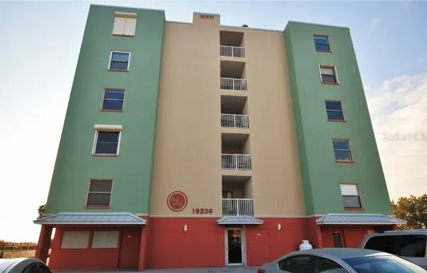 a view of a building and outdoor space