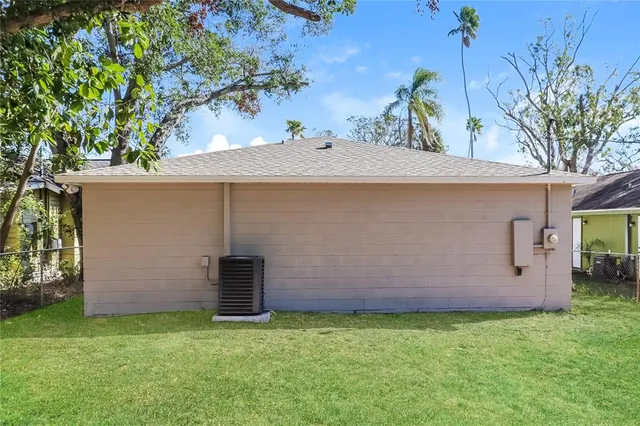 an outdoor space with garden view