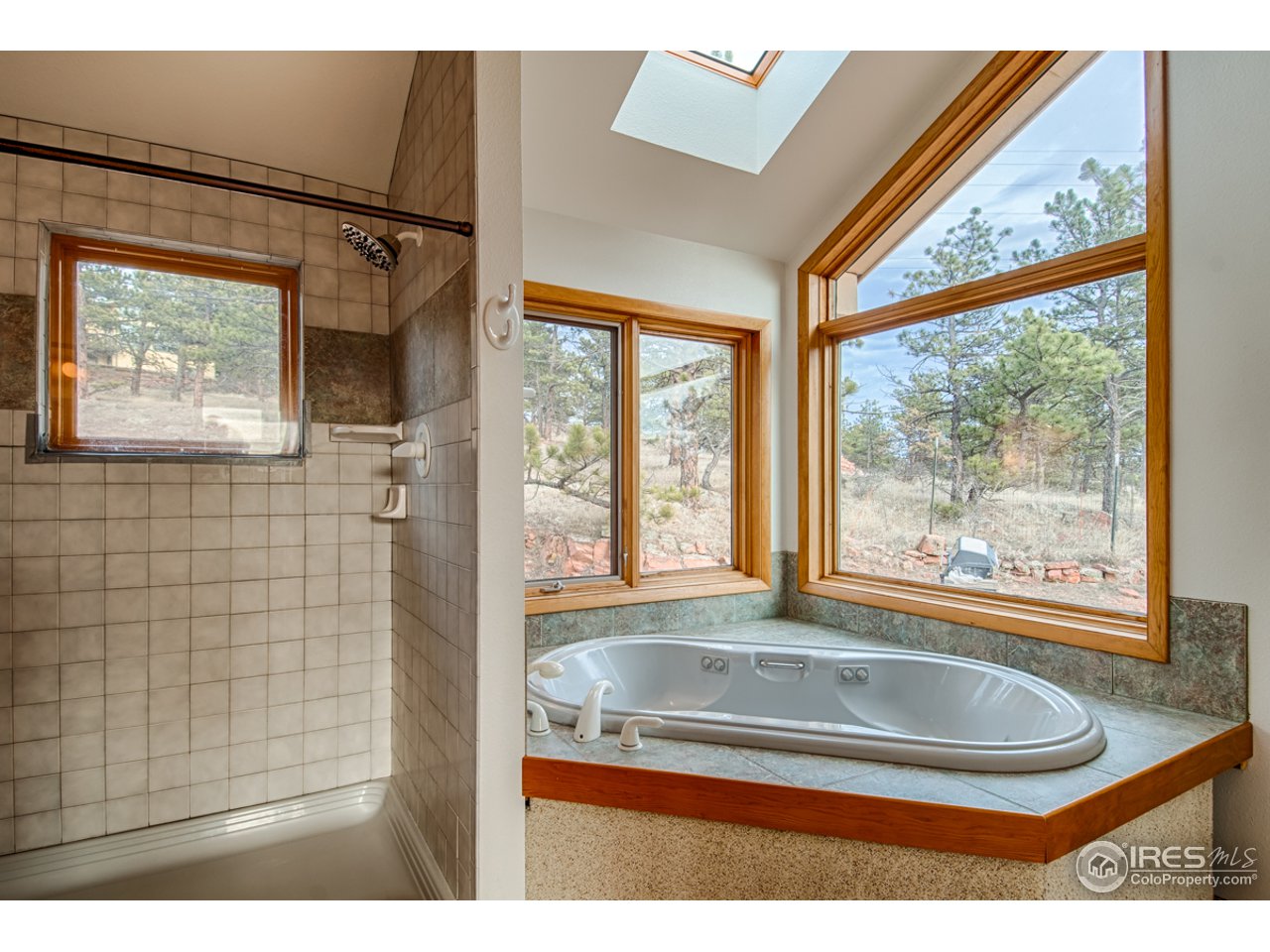 601 Eagle Ridge Road Longmont, CO 80503 - Photo 15 of 40 a bathroom with a tub a window and a shower