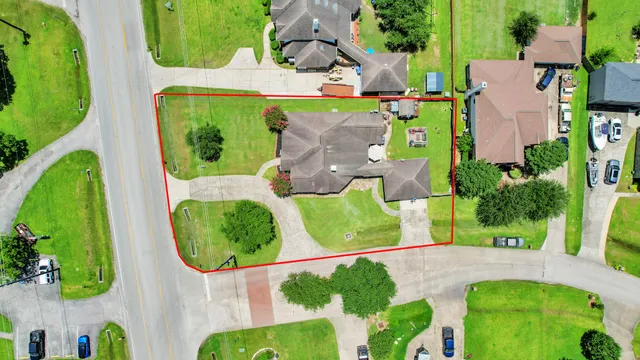 an aerial view of a house