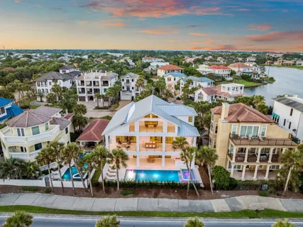 an aerial view of multiple houses