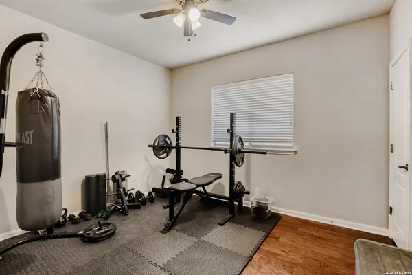 a view of a room with gym equipment