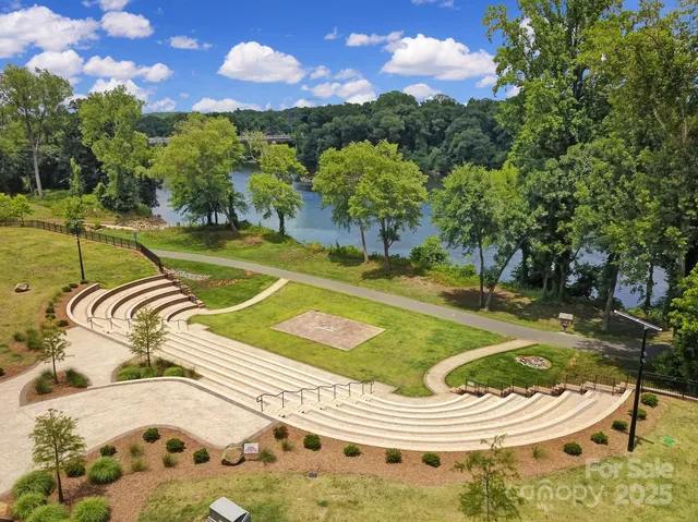 a view of a swimming pool with a garden