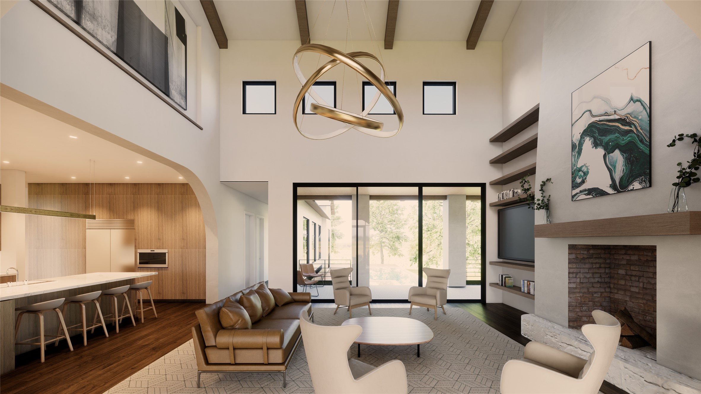 4500 Bunny Run Austin, TX 78746 - Photo 2 of 14 a living room with furniture and a fireplace