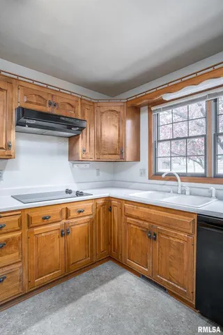 a kitchen with a sink and cabinets