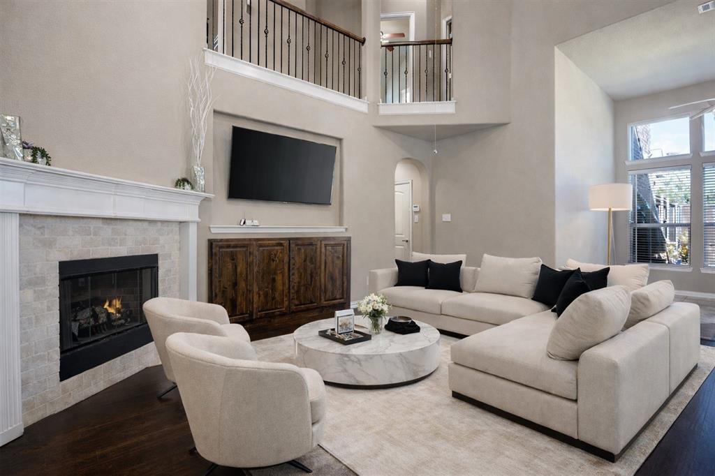 1398 Ranch Gate Lane Frisco, TX 75036 - Photo 12 of 35 Living Room, Gas Fireplace