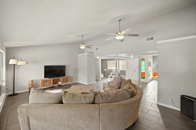 a living room with furniture