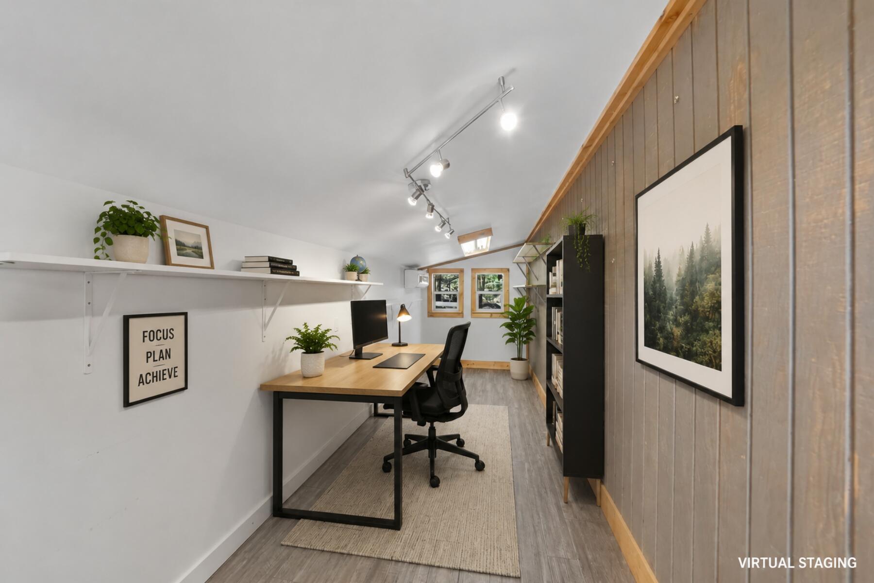 637 Northwest Silver Buckle Road Bend, OR 97703 - Photo 52 of 68 a workspace with furniture and wooden floor