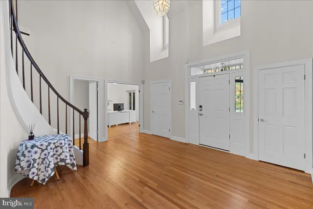 a view of entryway with wooden floor