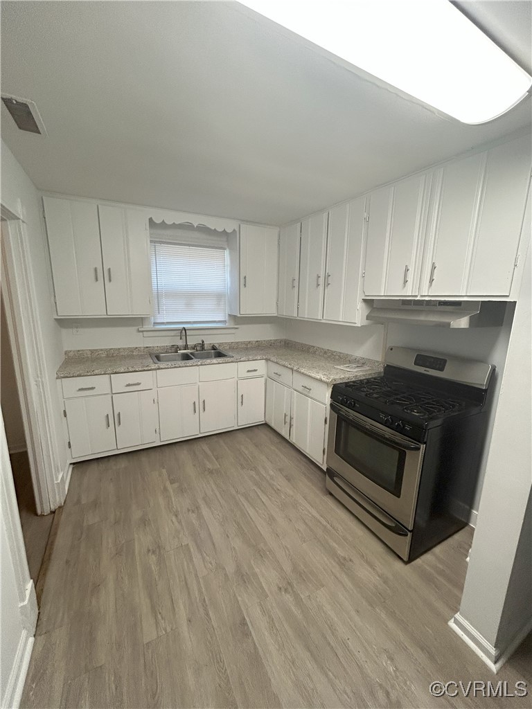 2307 Wright Avenue Richmond, VA 23224 - Photo 17 of 26 a kitchen with granite countertop a stove sink and cabinets
