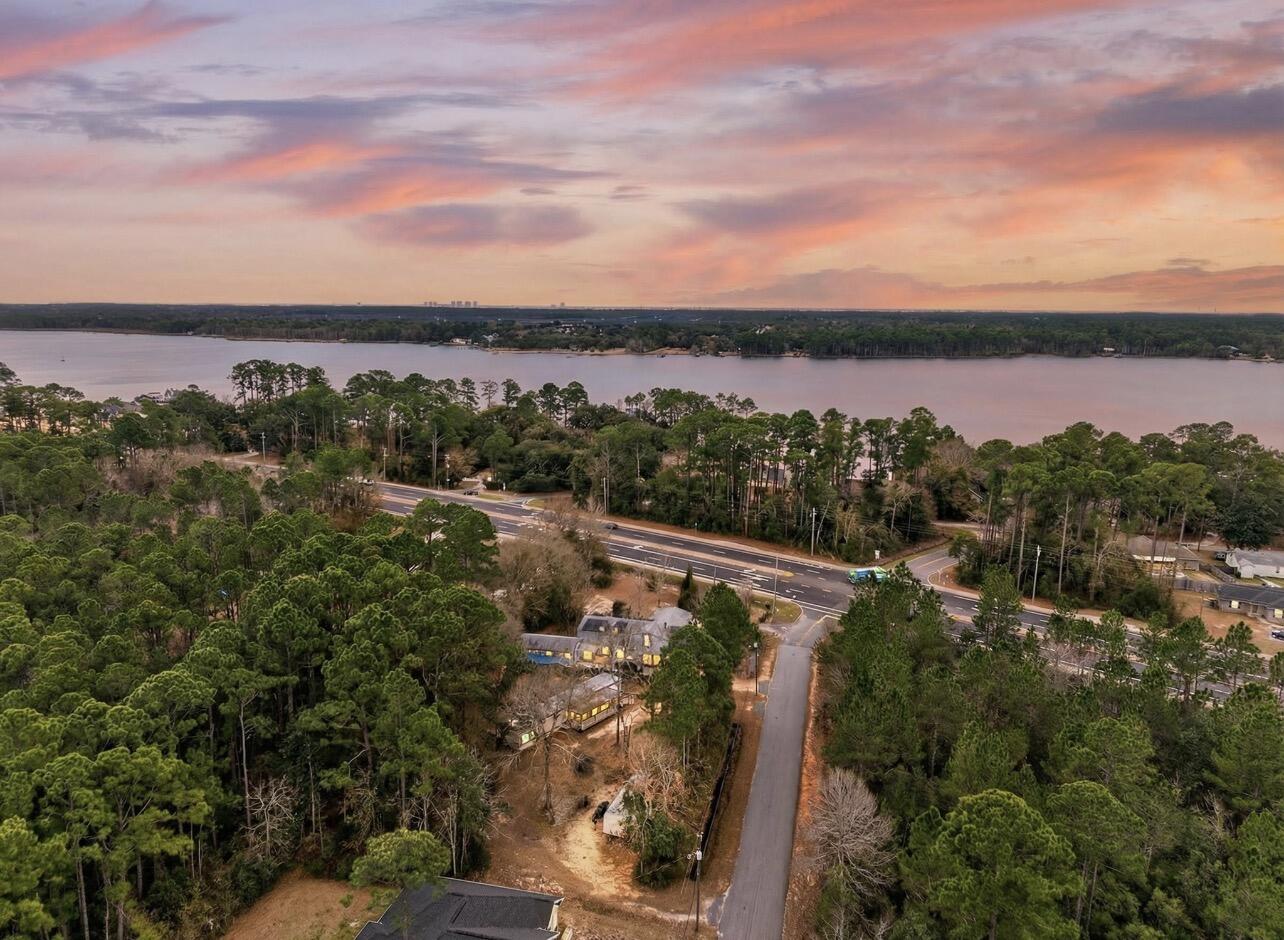 a view of a city with sunset view