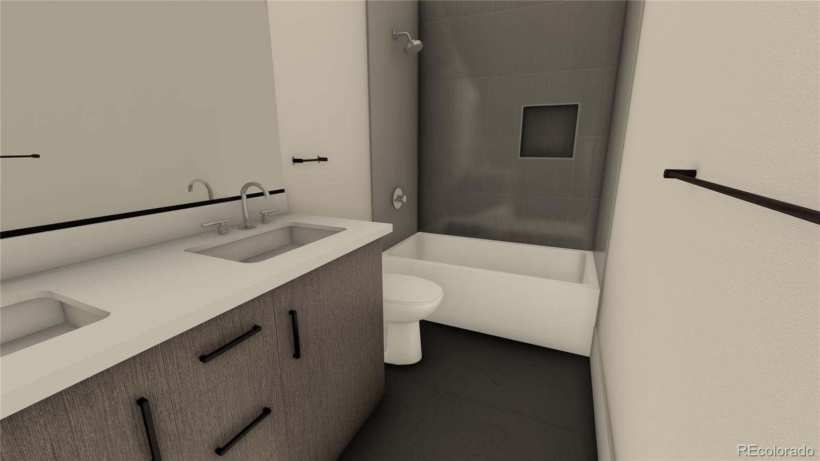 1275 Stuart Street Denver, CO 80204 - Photo 6 of 20 a bathroom with a sink a toilet and shower