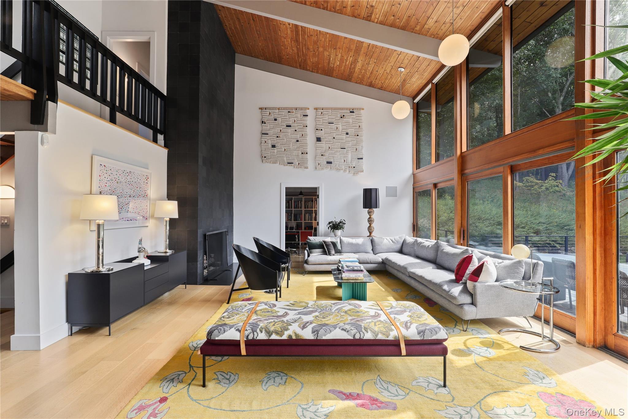 21 Black Spring Road Pound Ridge, NY 10576 - Photo 4 of 26 Stunning living room with rift sawn oak wood floors, and vaulted ceiling