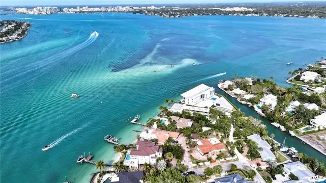 a view of a lake with a big yard