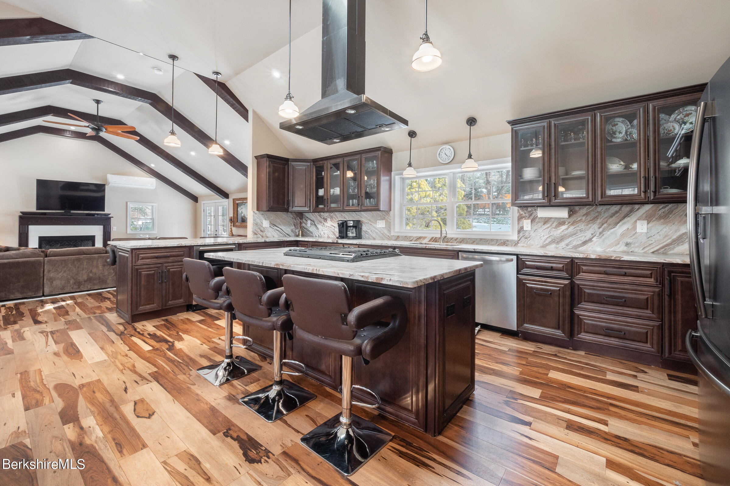 7 Hawthorne Road Stockbridge, MA 01262 - Photo 13 of 41 a kitchen with stainless steel appliances granite countertop a stove a sink and a refrigerator