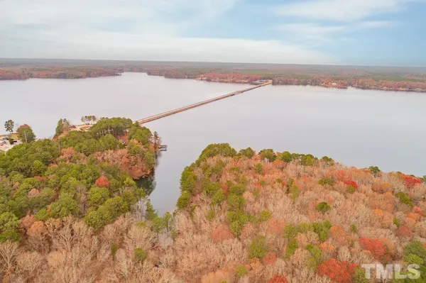a view of a lake and mountain in the back
