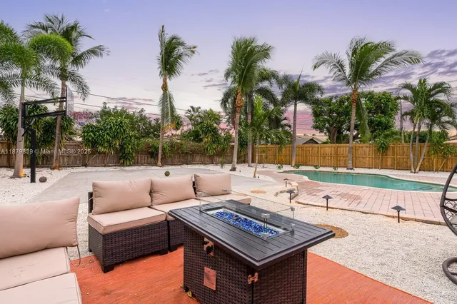 a view of swimming pool with a yard