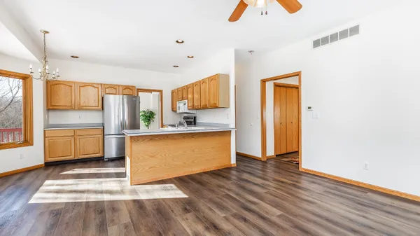 an empty room with windows