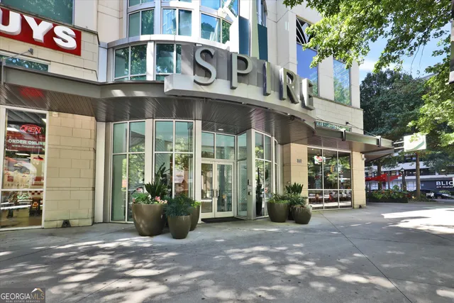 a view of a building with a street view