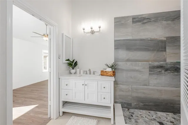 a bathroom with a shower