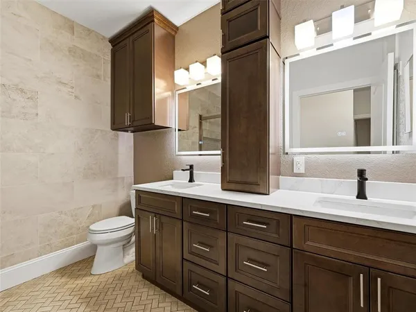 a view of a lake with a city