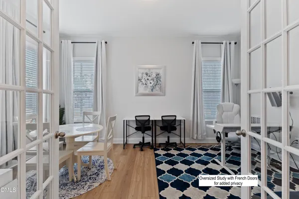 a table and chairs in a room