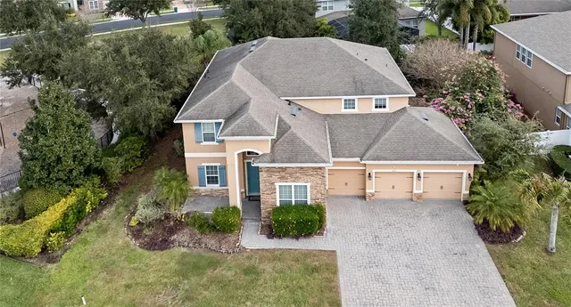 an aerial view of a house
