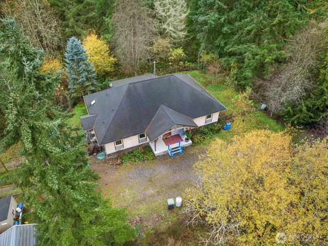 an aerial view of a house
