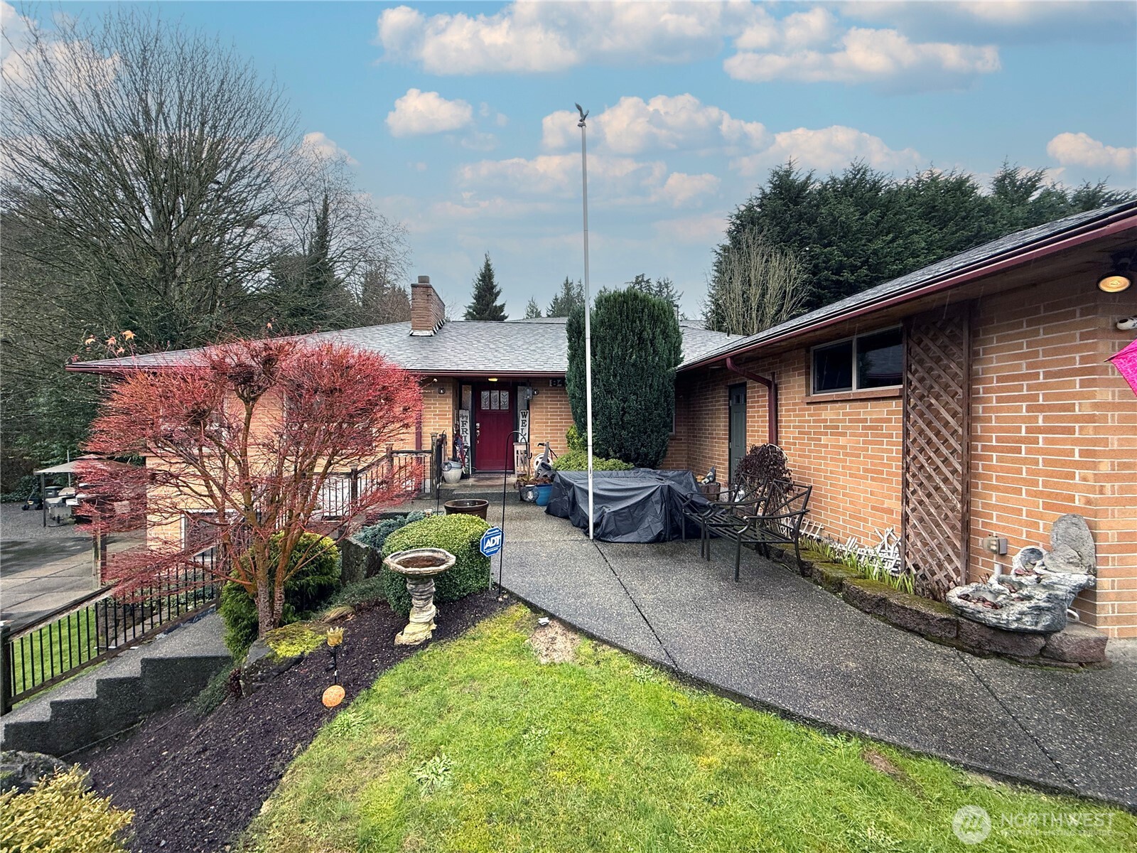 a view of a house with a patio
