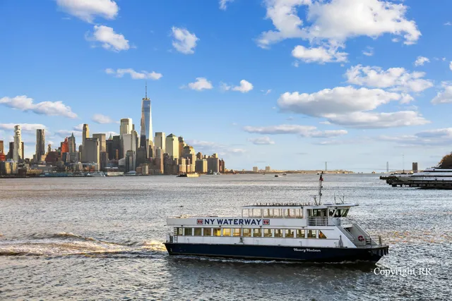 a view of a city with sitting area