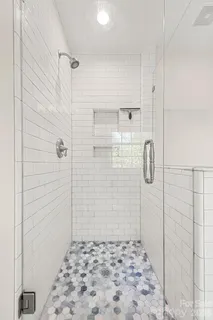 a bathroom with a shower