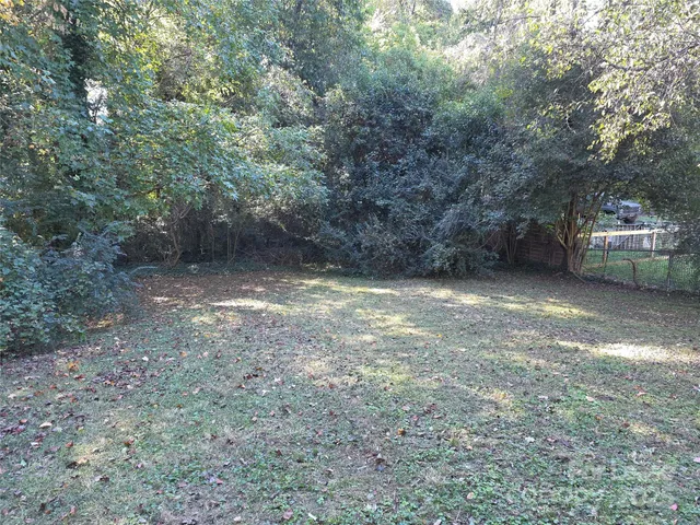 a view of a yard with a tree