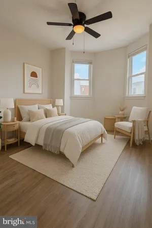 a bedroom with bed and window