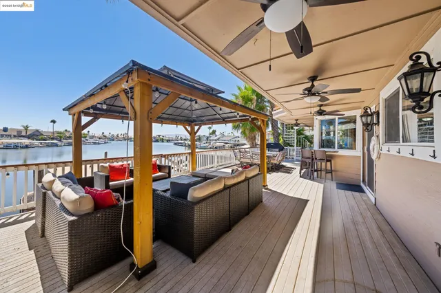 a view of a balcony with city view