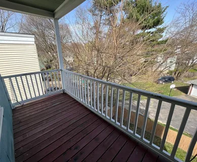 a view of wooden balcony