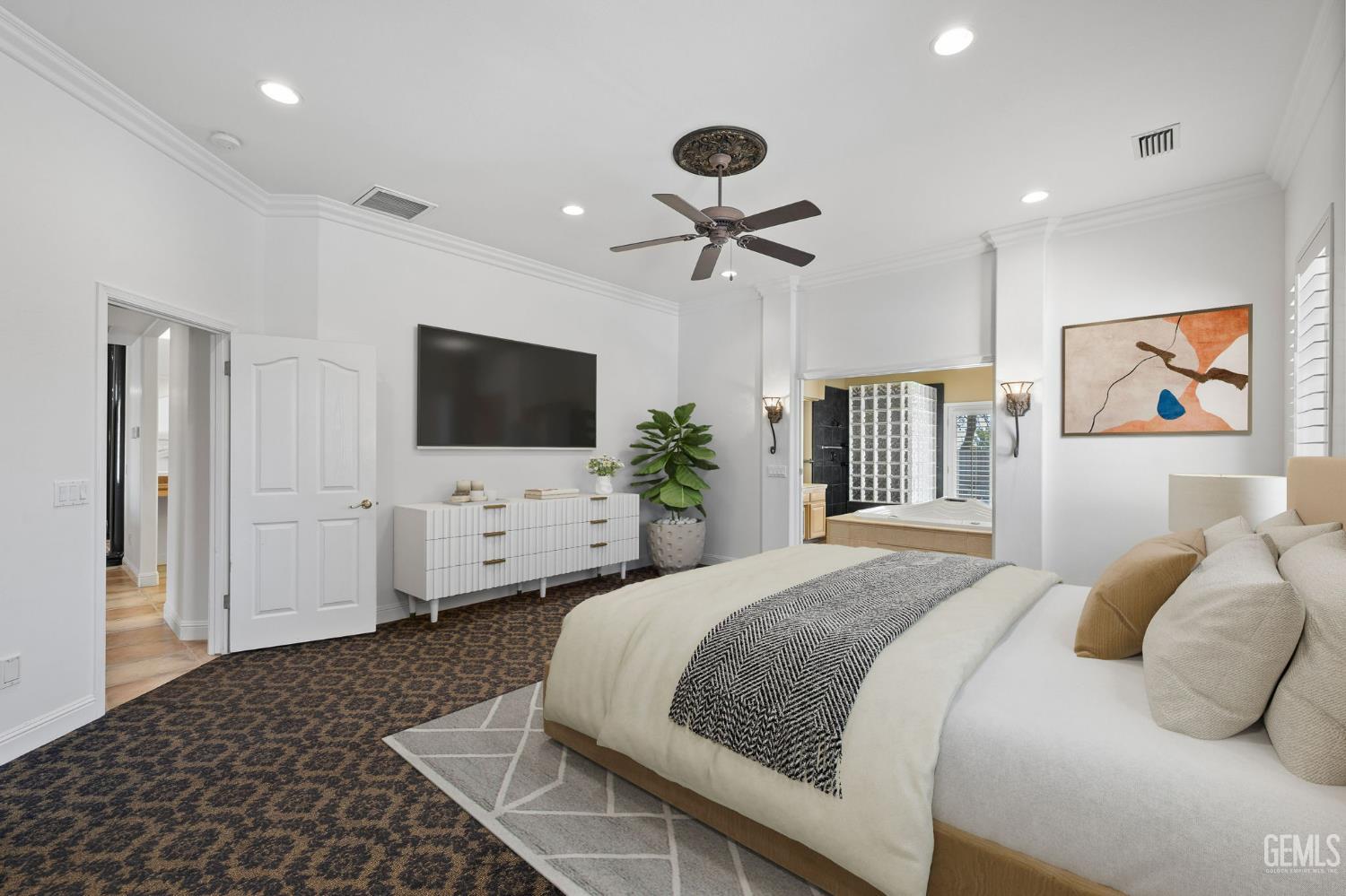 Undisclosed Address Bakersfield, CA 93308 - Photo 11 of 30 a bedroom with a bed and a flat screen tv