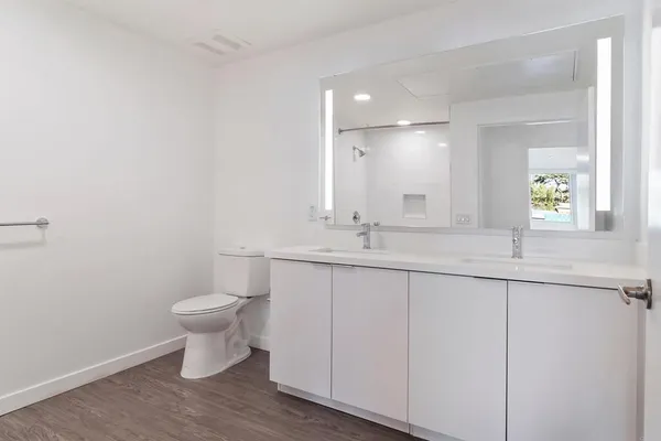 a view of an empty walk in closet
