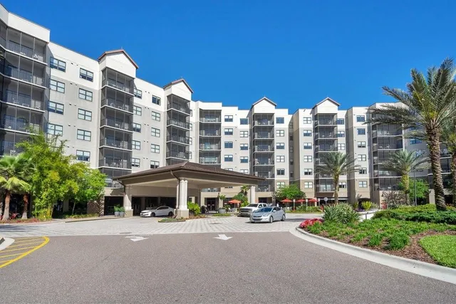 a front view of a building with street view