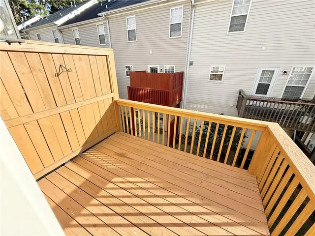 a view of wooden balcony