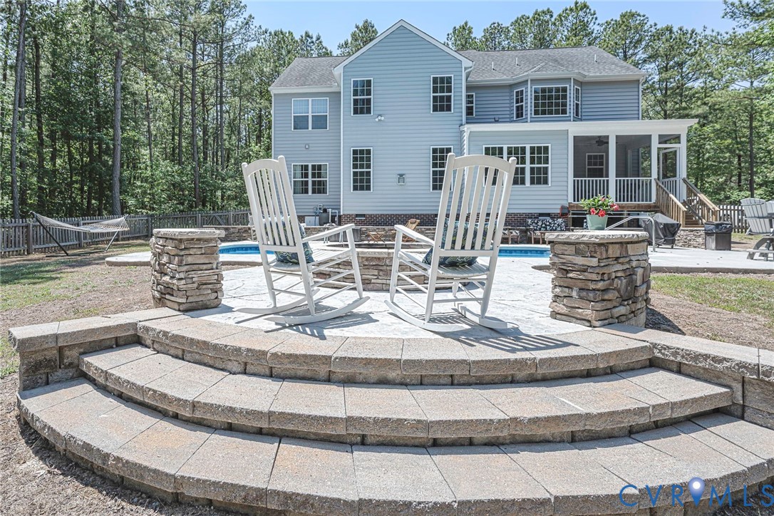 9101 Beaver Bridge Road Moseley, VA 23120 - Photo 3 of 61 Custom Firepit, Saltwater Pool, Back of Home